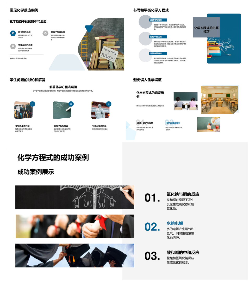 化学反应式书写平衡初中实例应用PPT模板