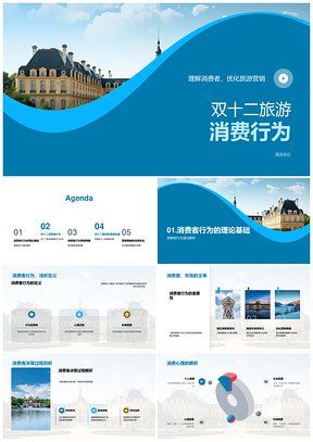 双十二旅游消费电商营销策略与消费者行为PPT模板