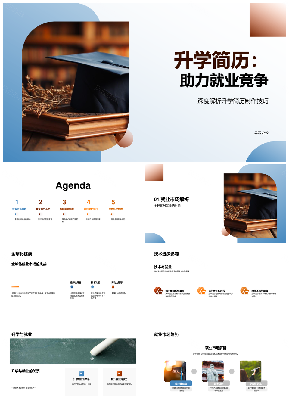 升学简历强化就业竞争力全球技术教育学术成就PPT模板