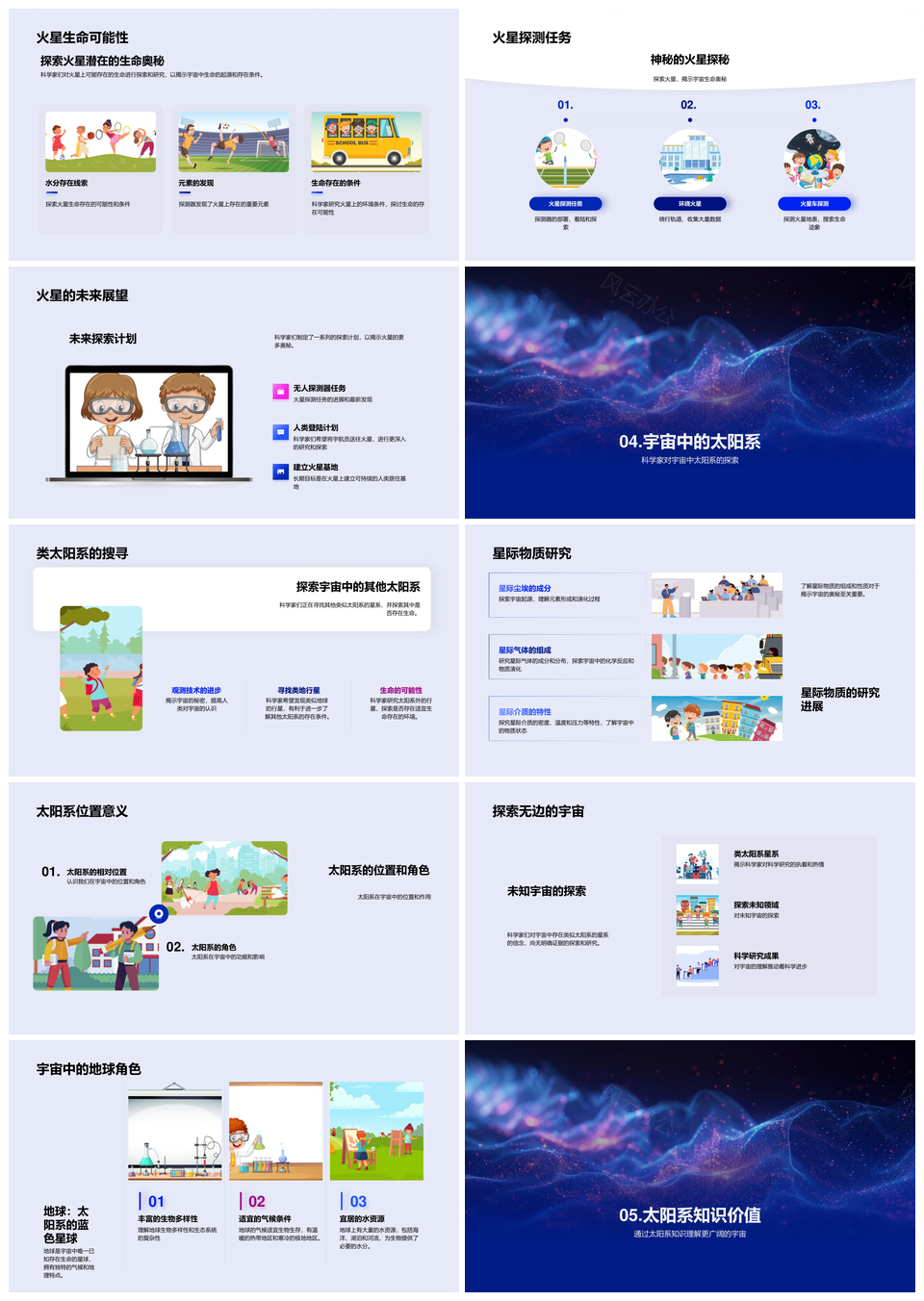 太阳系组成运行规律与行星特性PPT模板