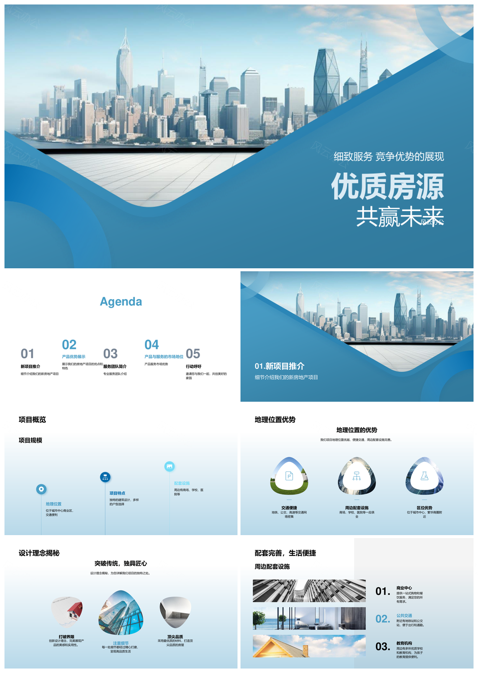优质房源细致服务竞优摩天新品共赢PPT模板