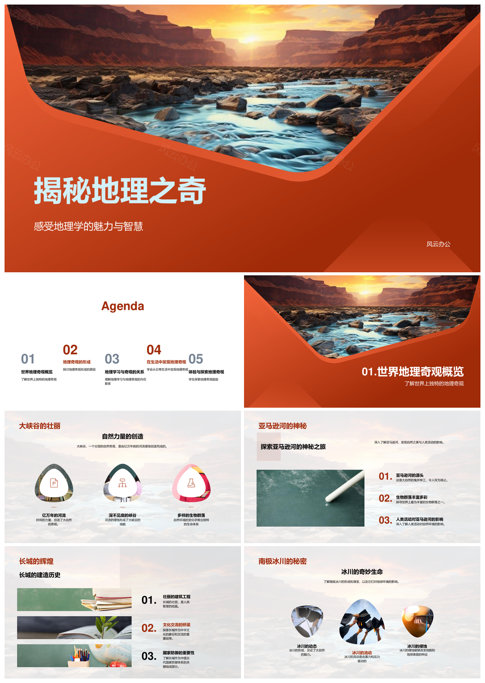 地理奇观自然人为因素与地质变迁探析PPT模板