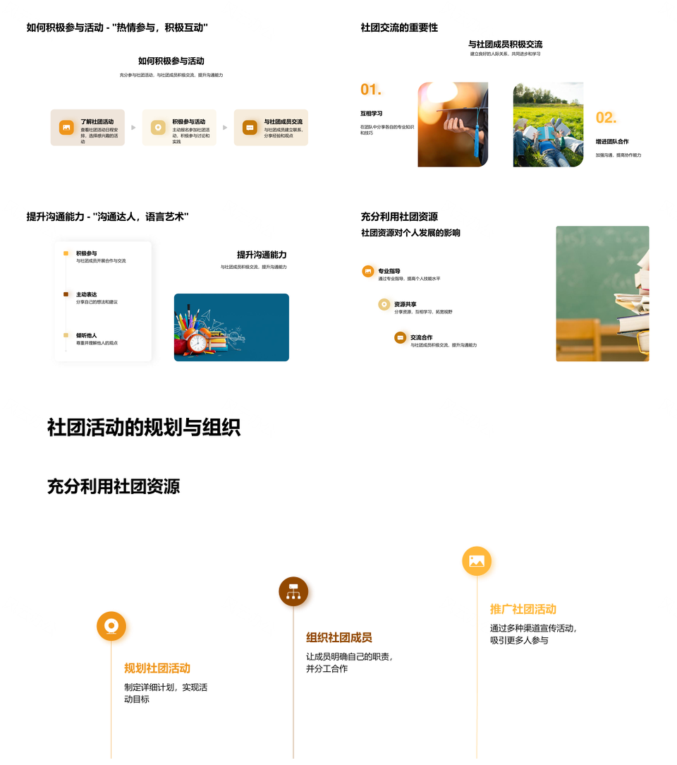 社团活动助力成长多元社团丰富课余技能协作提升PPT模板