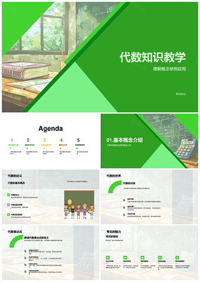 代数知识逻辑解析公式图解实例应用教学PPT模板