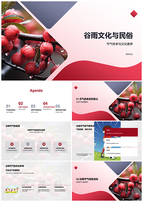 谷雨民俗文化与农时气候传承PPT模板
