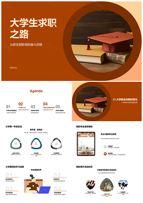 大学生求职规划专业实习品牌毕业准备之路PPT模板