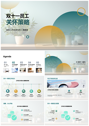 双十一员工关怀计划提升效率满意度减压降流失PPT模板