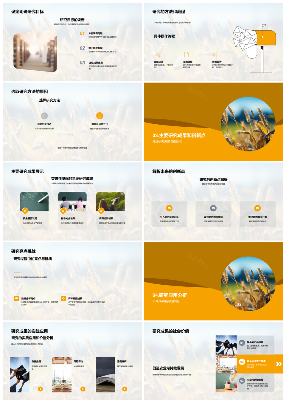麦田农学创新研究与硕士答辩成果PPT模板