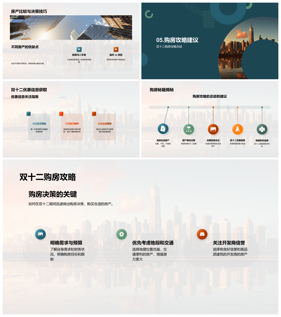 双十二购房优惠选房策略与促销指南PPT模板