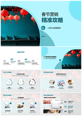 人资春节营销策略提升品牌客户商机PPT模板