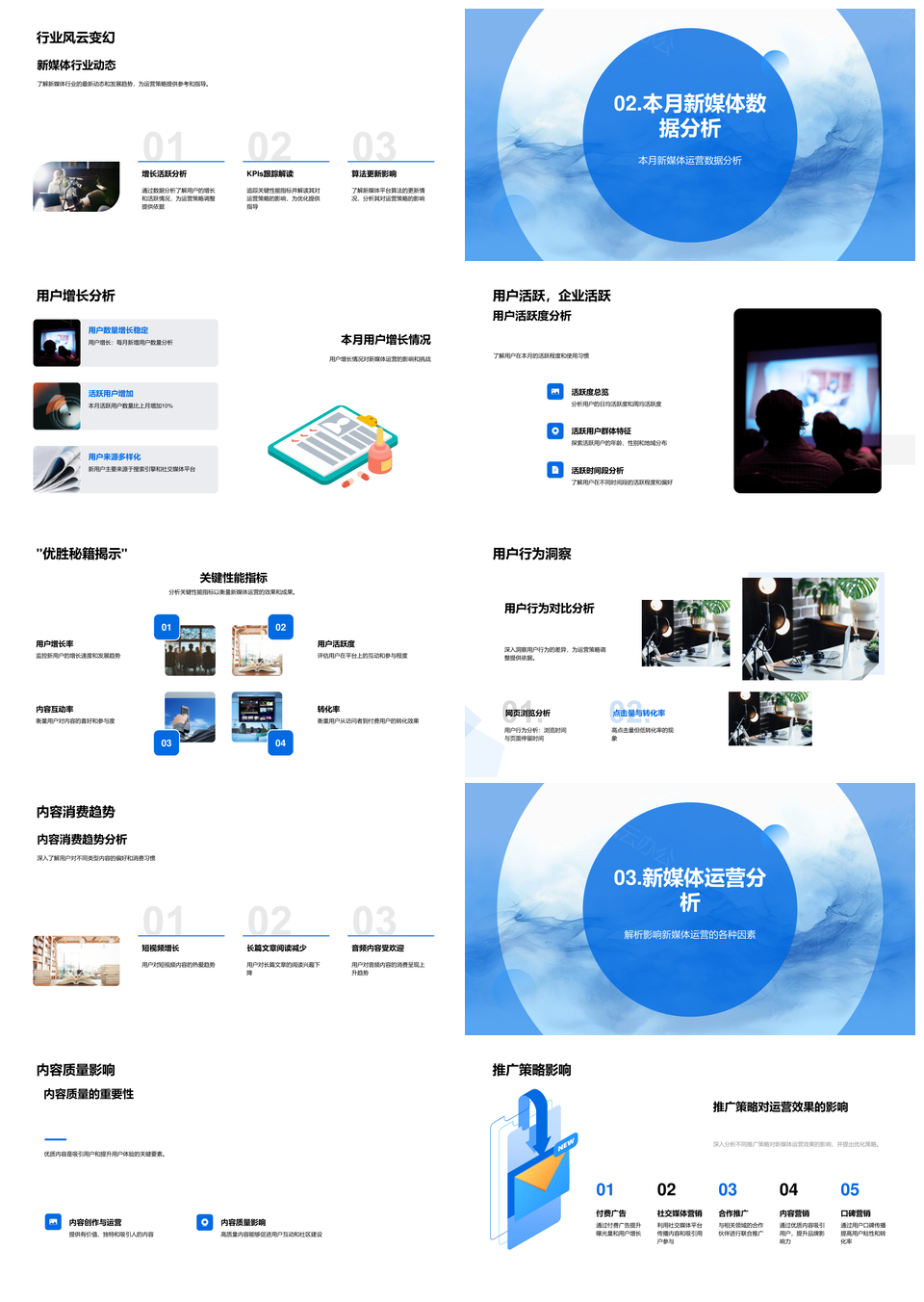 新媒体运营策略数据行业趋势关键指标报告PPT模板