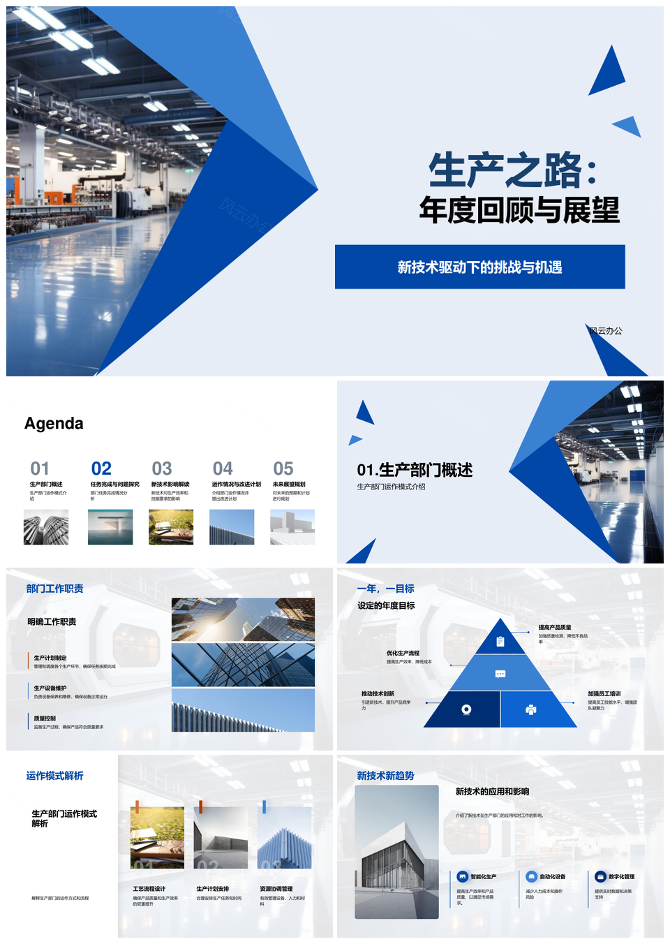 工业机械生产之路年度回顾展望新技术挑战机遇部门改进PPT模板
