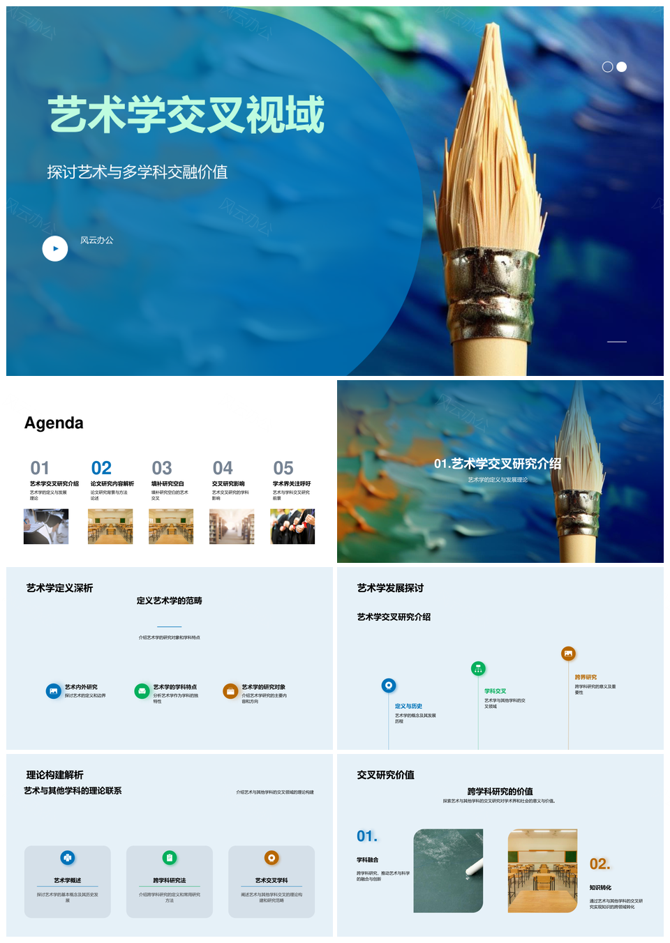 艺术学交叉视域下抽象艺术画研究方法步骤PPT模板
