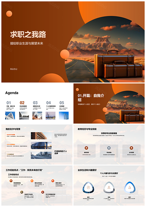 求职职业发展个人品牌教育技能经验项目团队公文包PPT模板