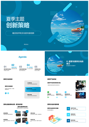 夏季ARVR新媒体策略优化夏至文化体验PPT模板