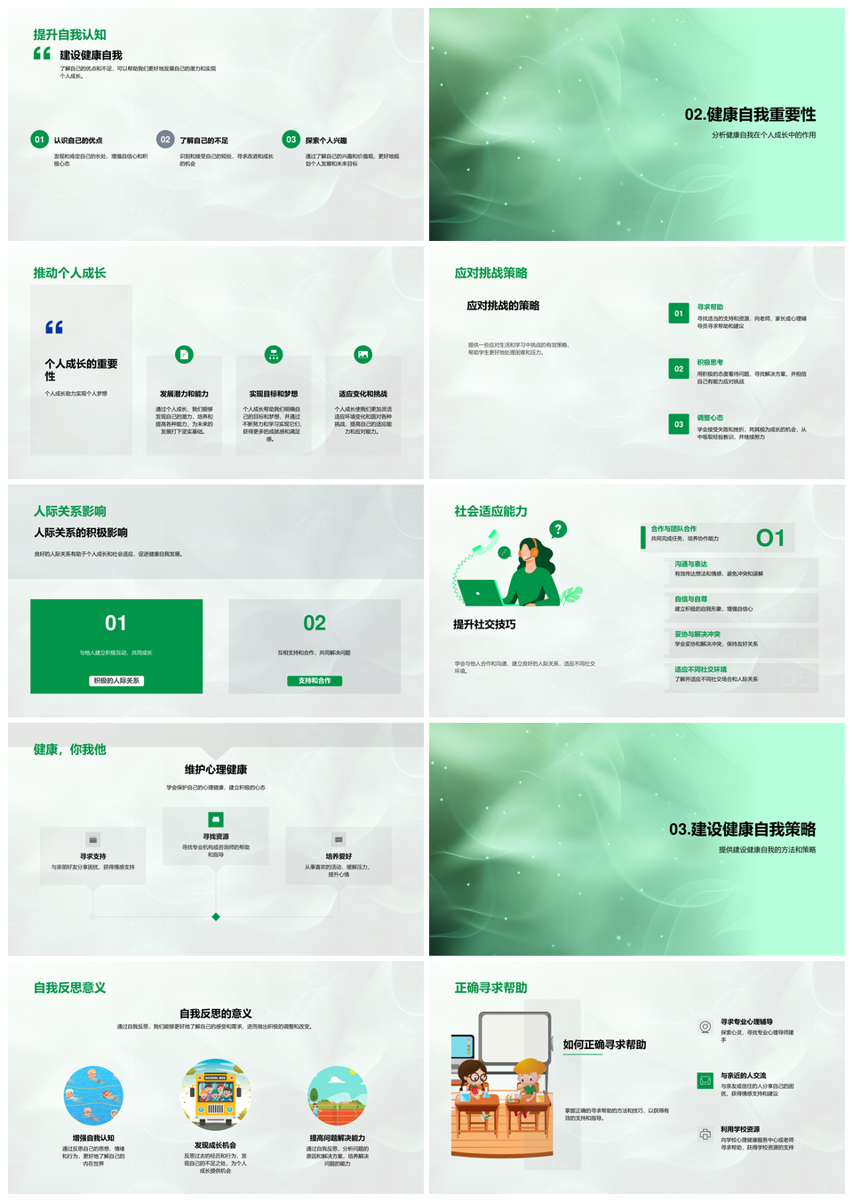 健康自我心理素质与个人成长建设PPT模板