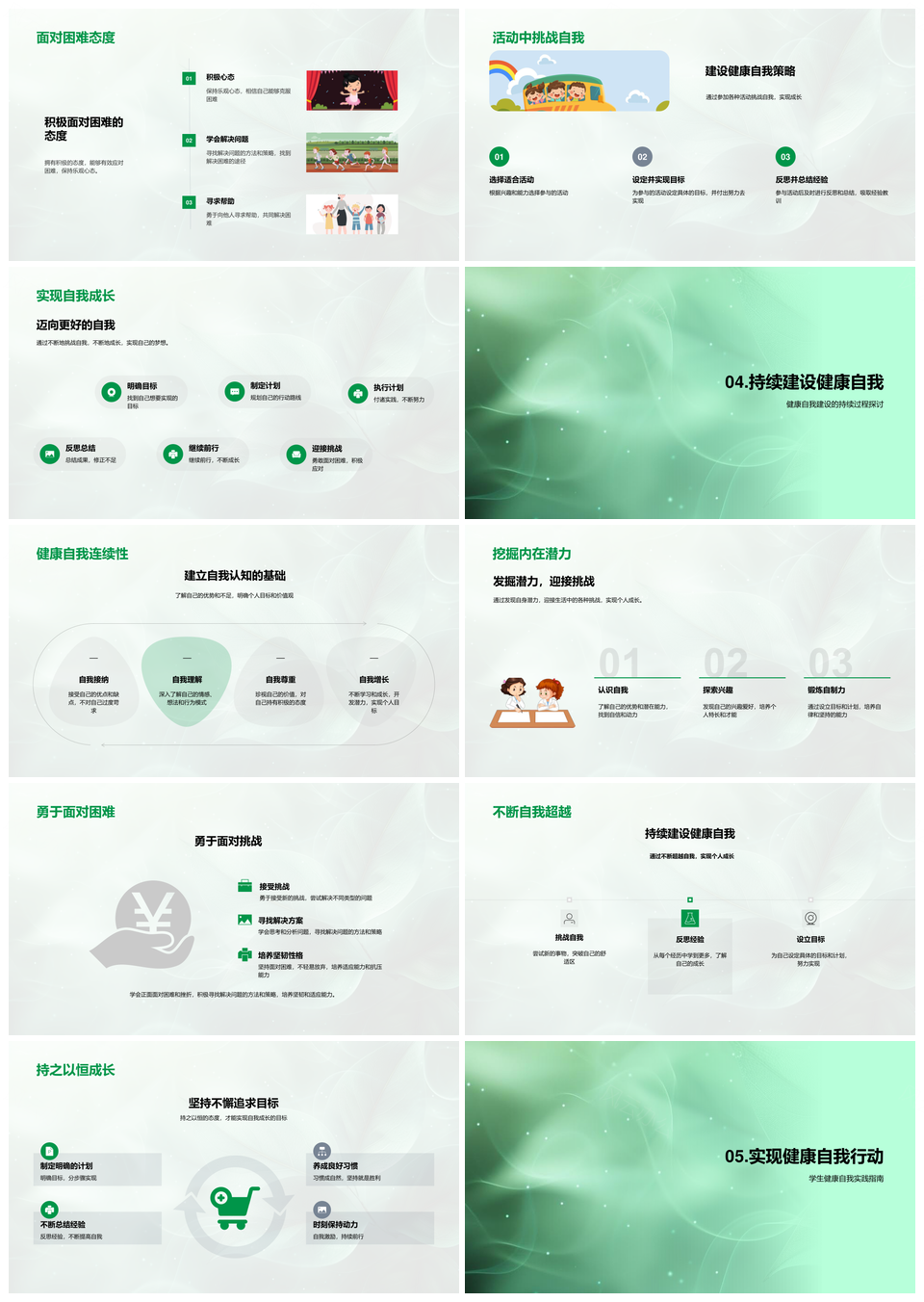 健康自我心理素质与个人成长建设PPT模板