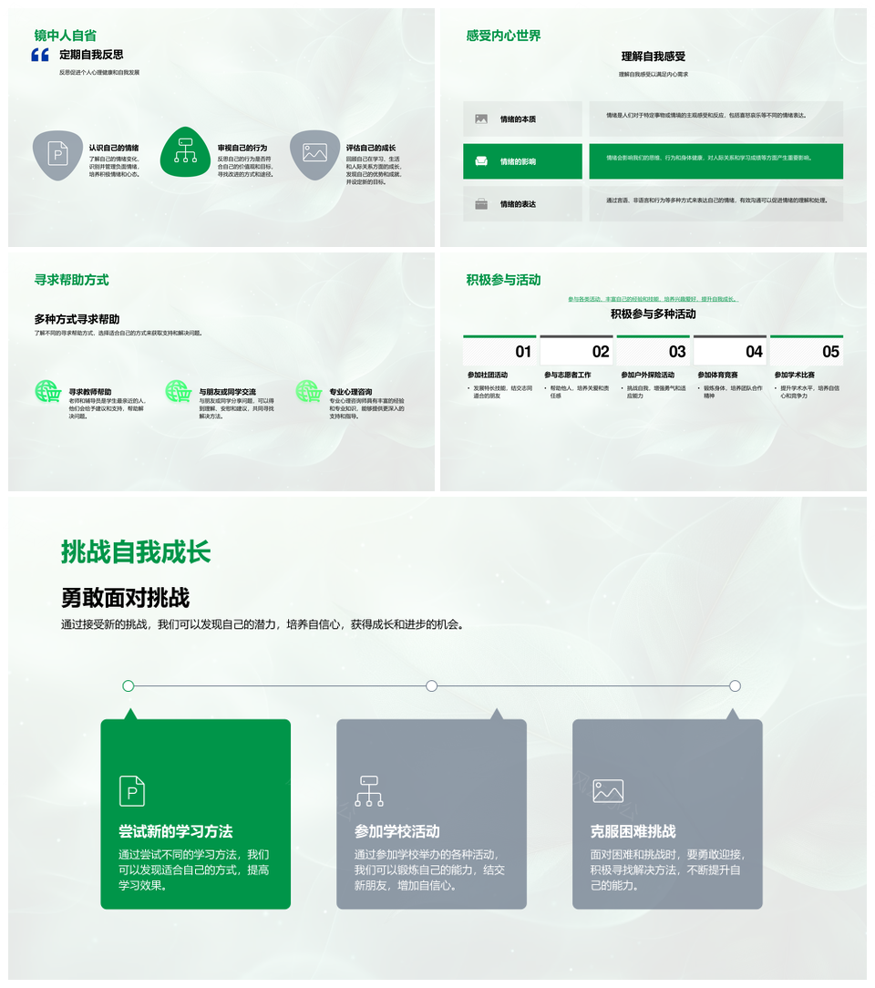 健康自我心理素质与个人成长建设PPT模板
