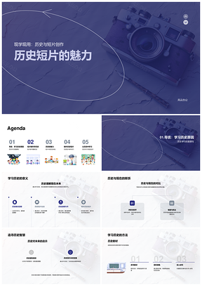 历史短片制作学习人物事件应用PPT模板