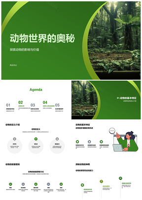 动物特征分类生态循环人类关联PPT模板