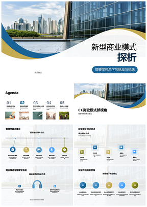 新型商业模式管理学特点趋势关系互动研究PPT模板