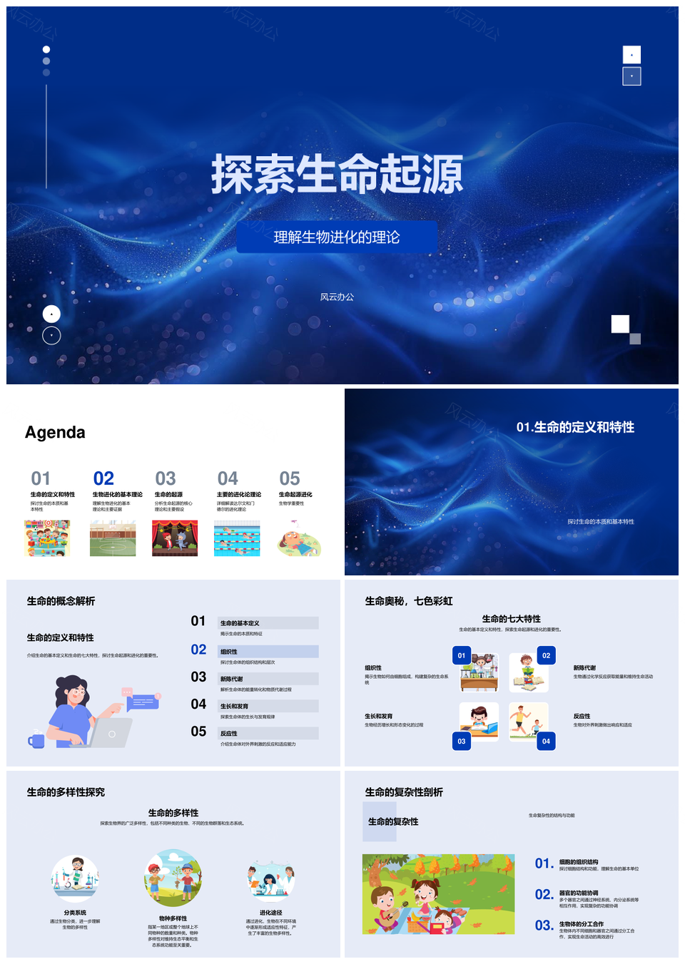 2025生命起源生物进化理论遗传突变自然选择七大特性PPT模板