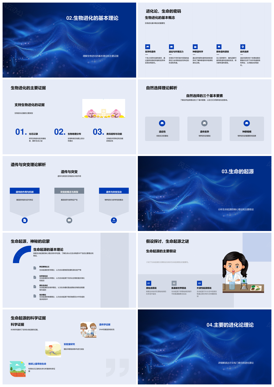 2025生命起源生物进化理论遗传突变自然选择七大特性PPT模板