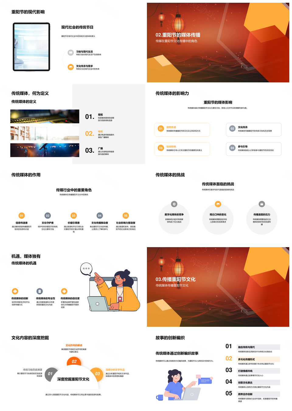 重阳传统媒体文化传播数字化创新挑战PPT模板