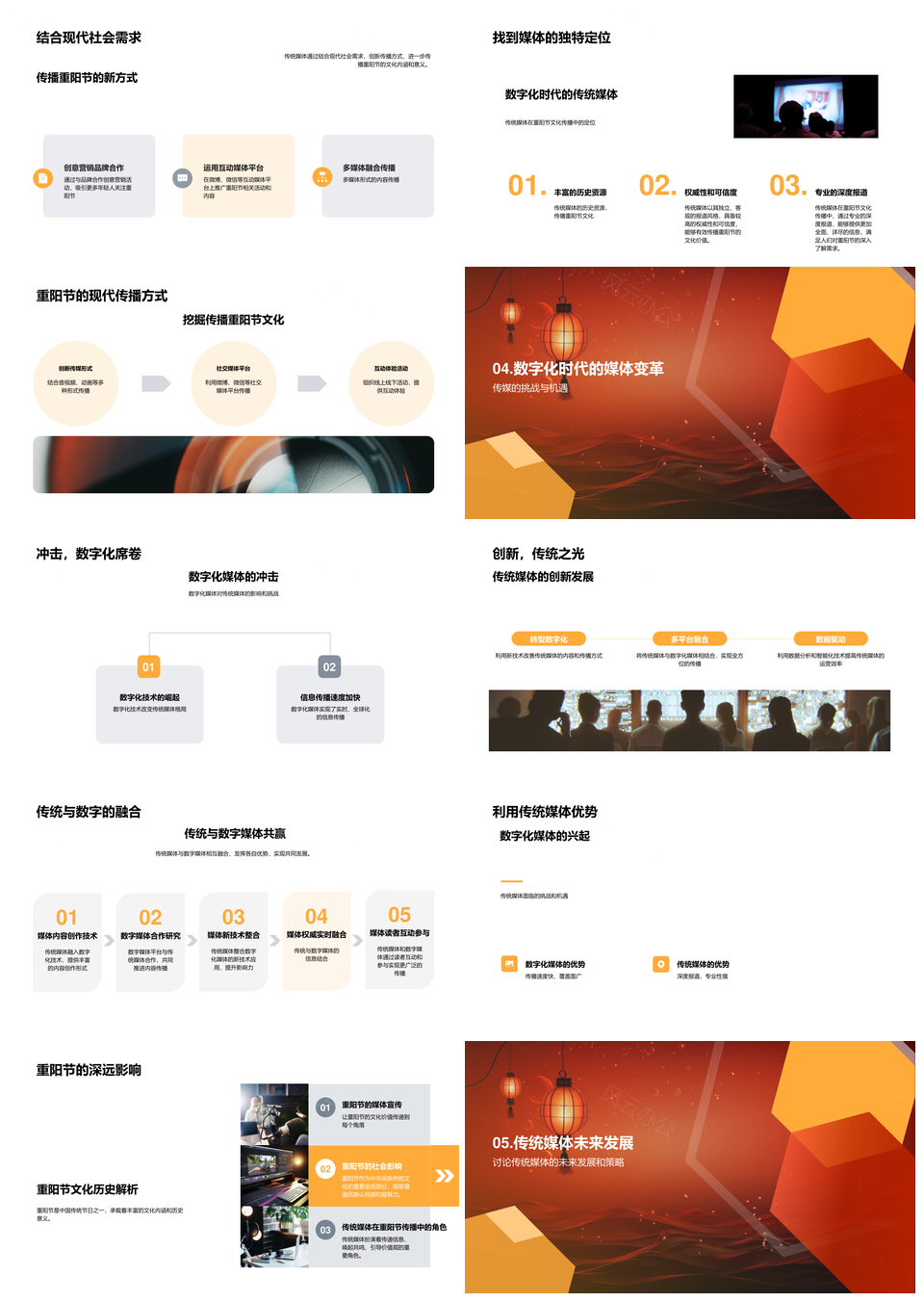 重阳传统媒体文化传播数字化创新挑战PPT模板