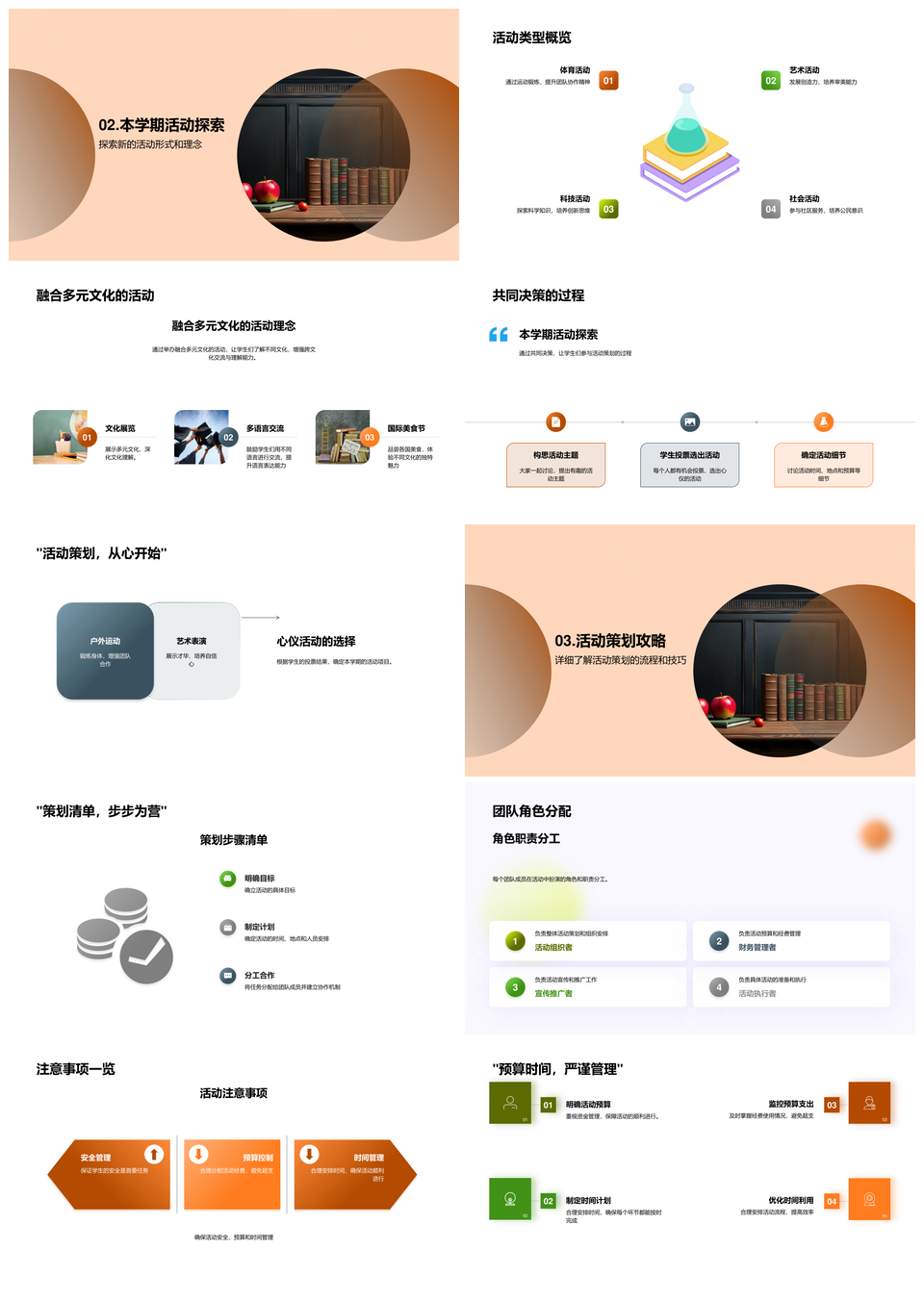五年级活动策划案例步骤角色创新传统PPT模板