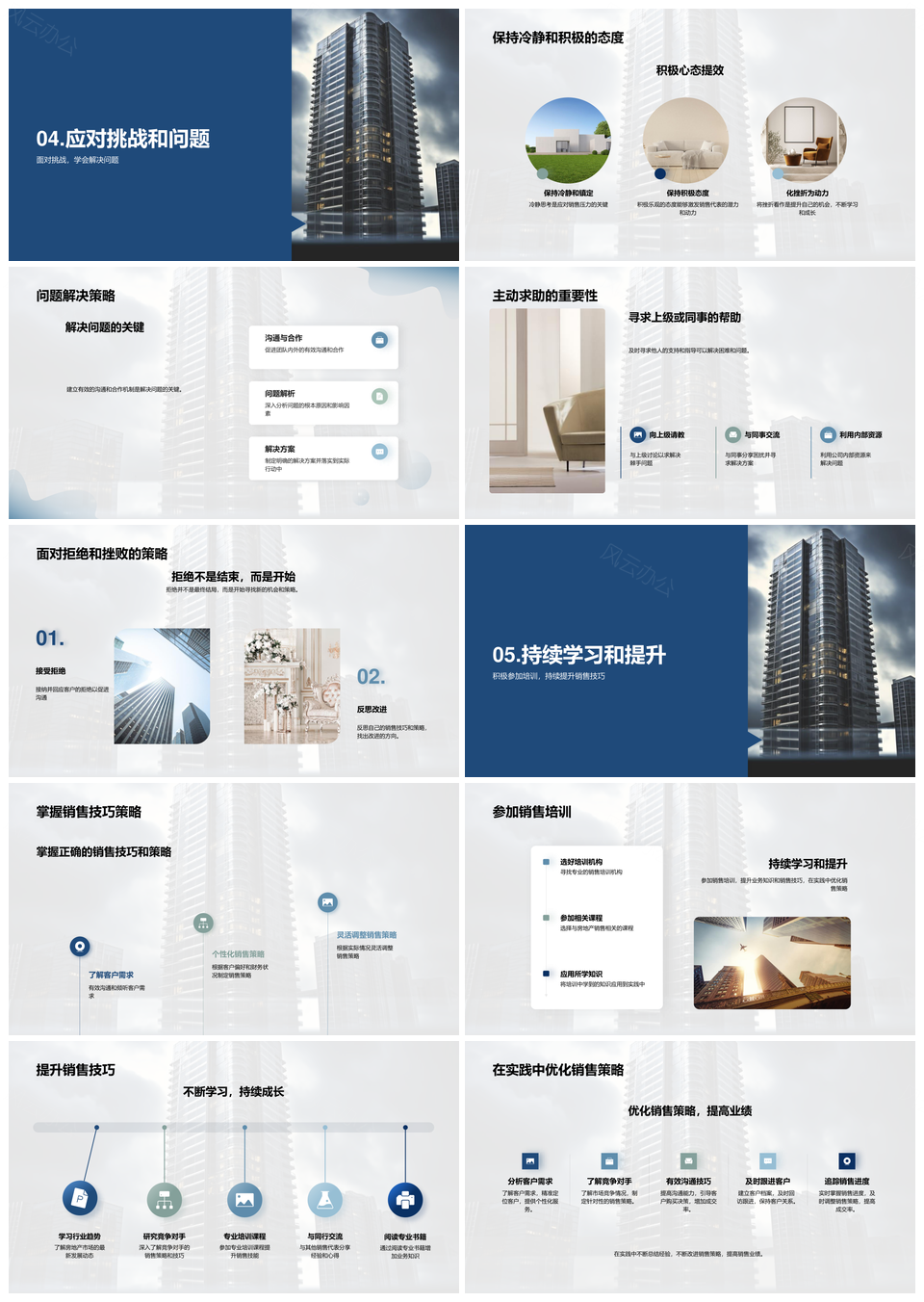 房地产销售技巧流程策略培训提效满足客户摩天大楼需求PPT模板