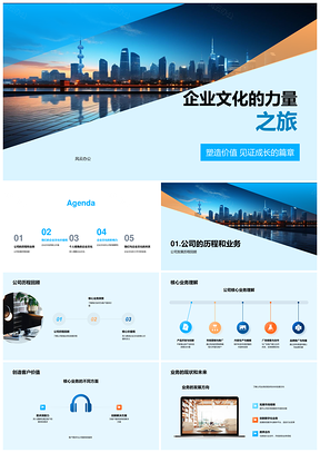 企业文化发展历程中的价值观与核心业务PPT模板