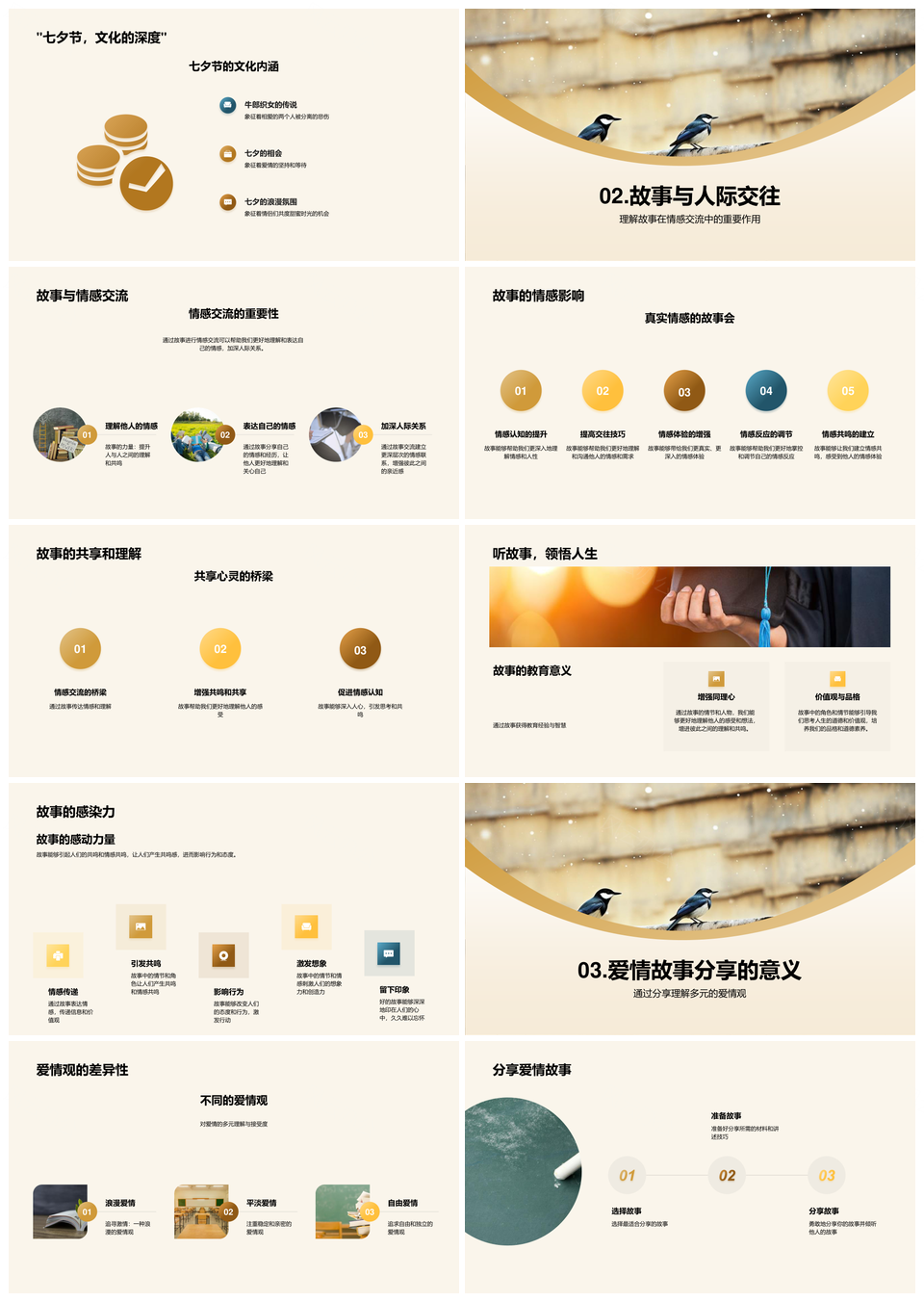 七夕传统喜鹊爱情故事情感之旅PPT模板