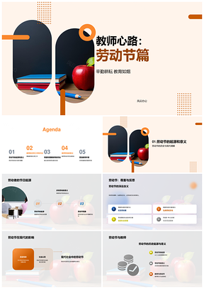 教师劳动节备课育人历程与起源PPT模板