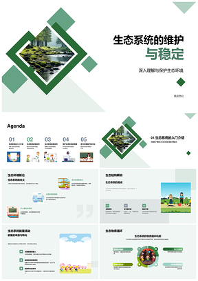 森林生态系统能量物质循环稳定维护PPT模板