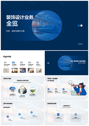 装饰设计业务流程项目需求反馈团队提升蓝图PPT模板