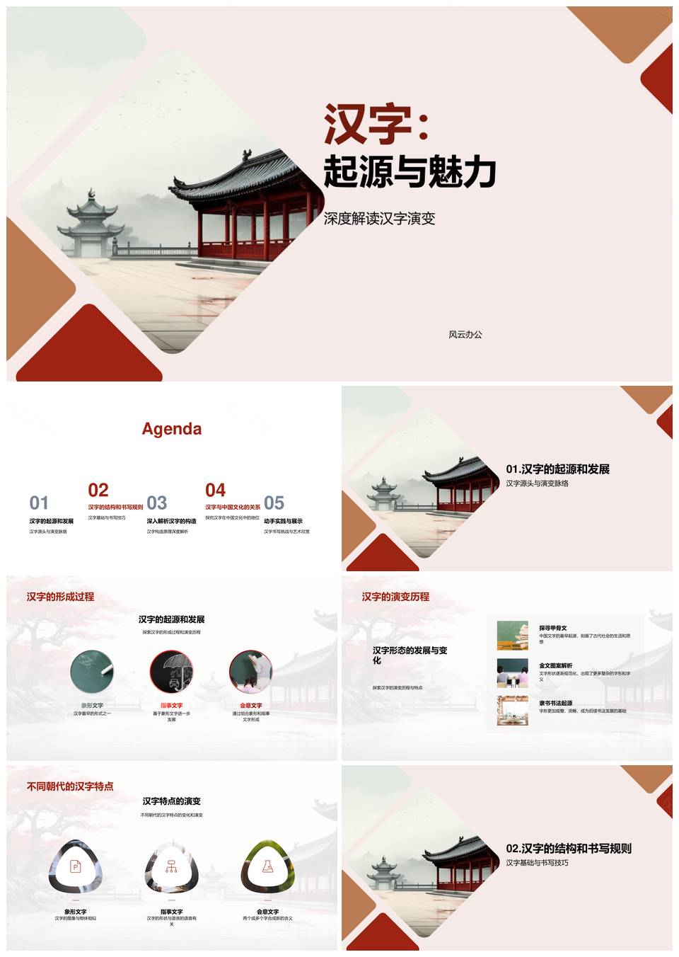 汉字起源演变构造与书法艺术PPT模板