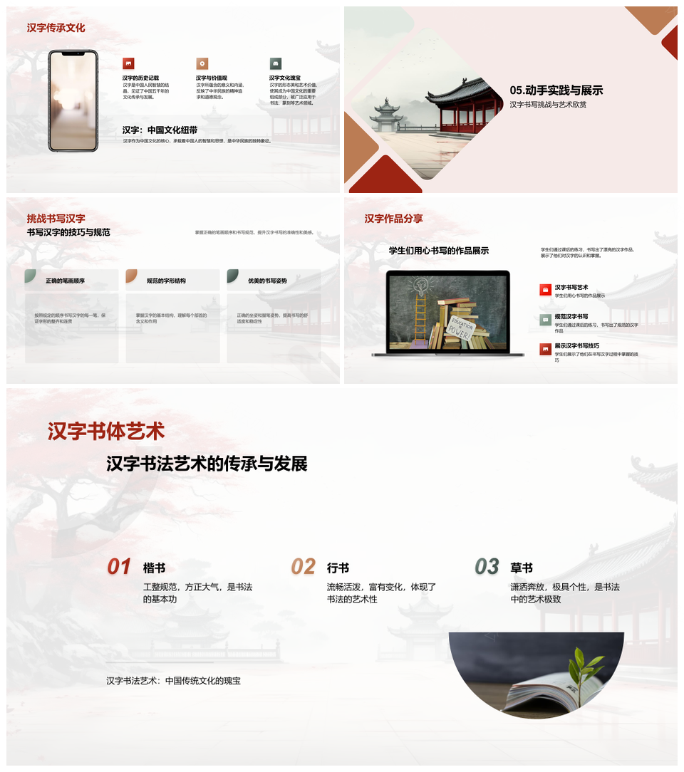 汉字起源演变构造与书法艺术PPT模板