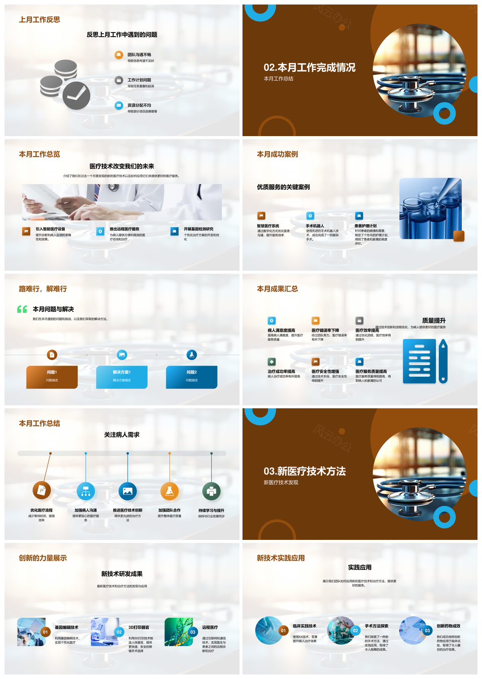 医疗团队月结成果技术挑战服务提升PPT模板