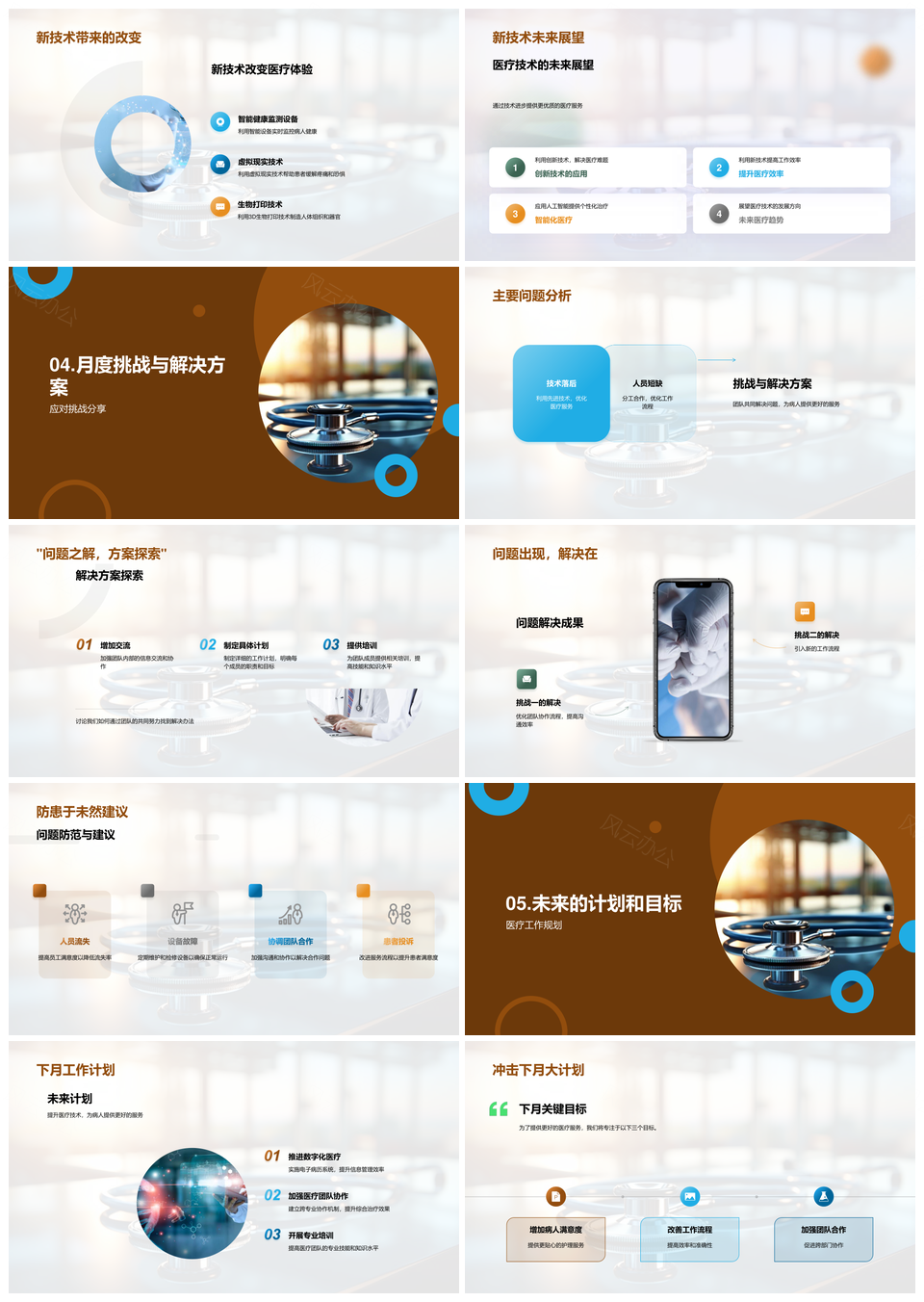 医疗团队月结成果技术挑战服务提升PPT模板