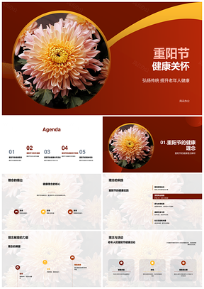 重阳节弘扬传统健康理念关爱老年人预防疾病PPT模板