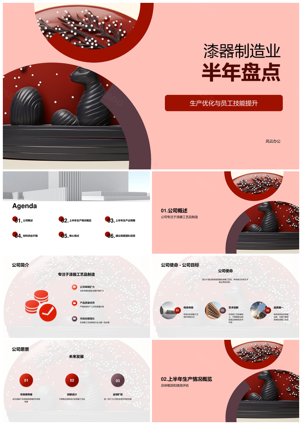 漆器制造公司生产经理年中总结成果细分用途PPT模板