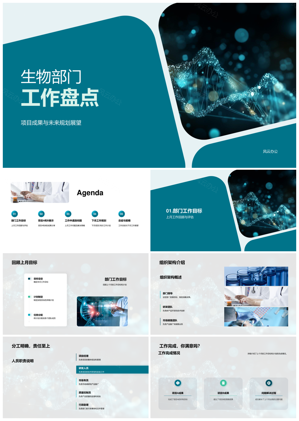 生物部门工作成果目标规划架构项目AB显微镜策略PPT模板