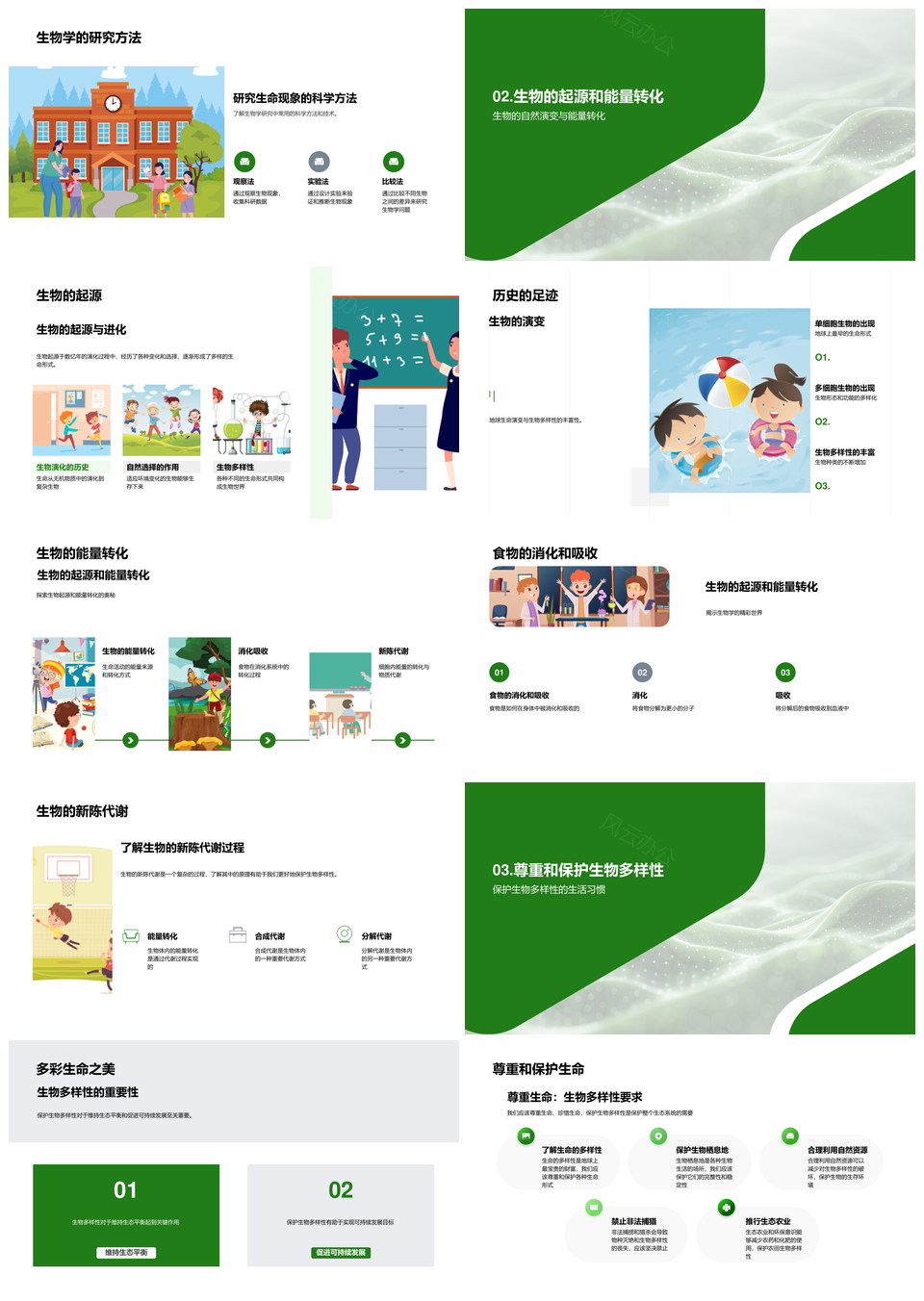 生物多样性保护生命起源自然选择生态平衡PPT模板