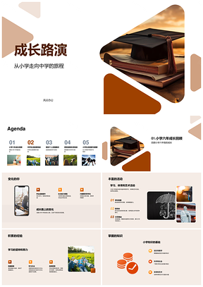 小学成长中学挑战规划路径坚韧迎未来时间情绪目标毕业PPT模板