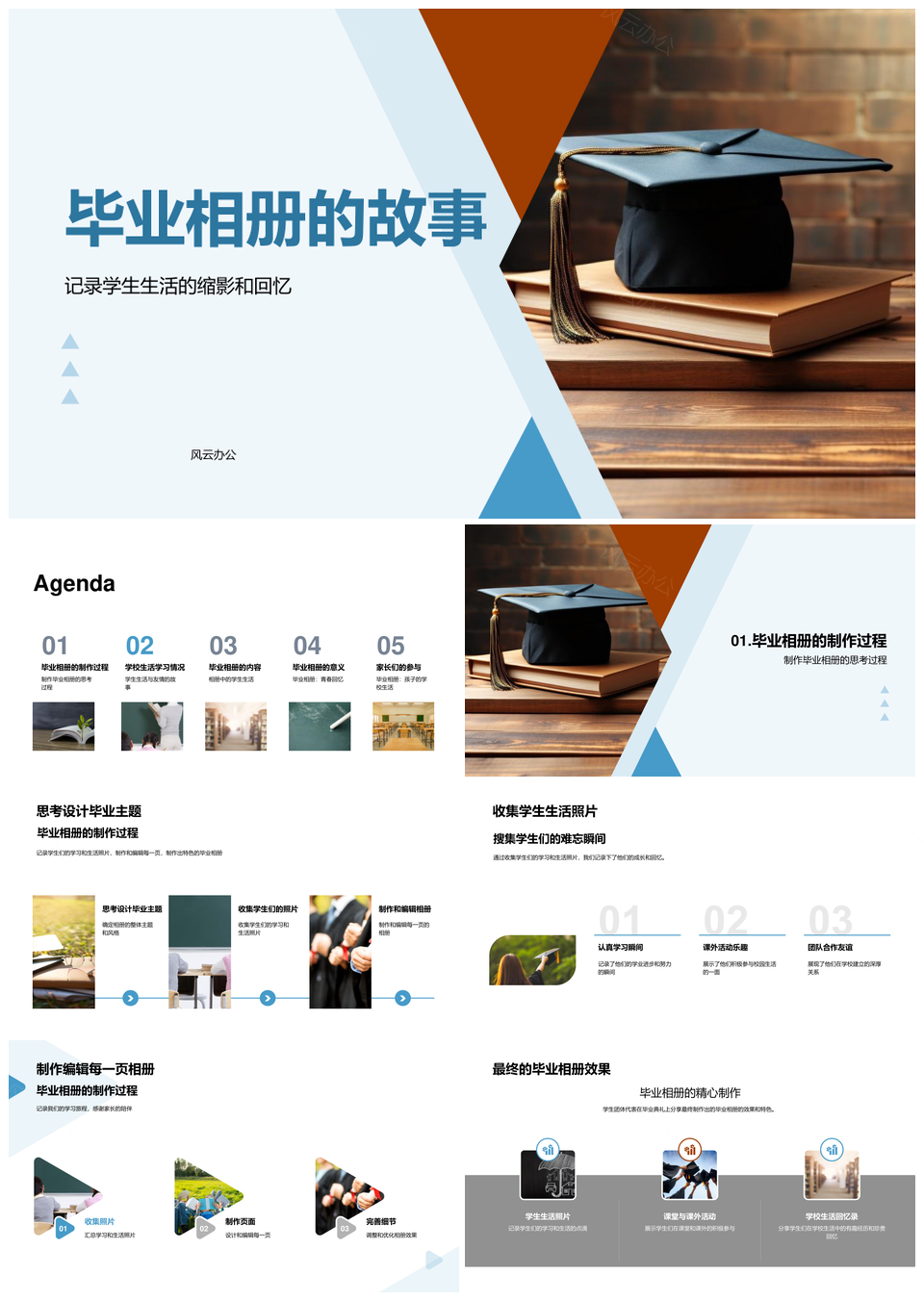 毕业相册记录学生课堂课外友情生活PPT模板