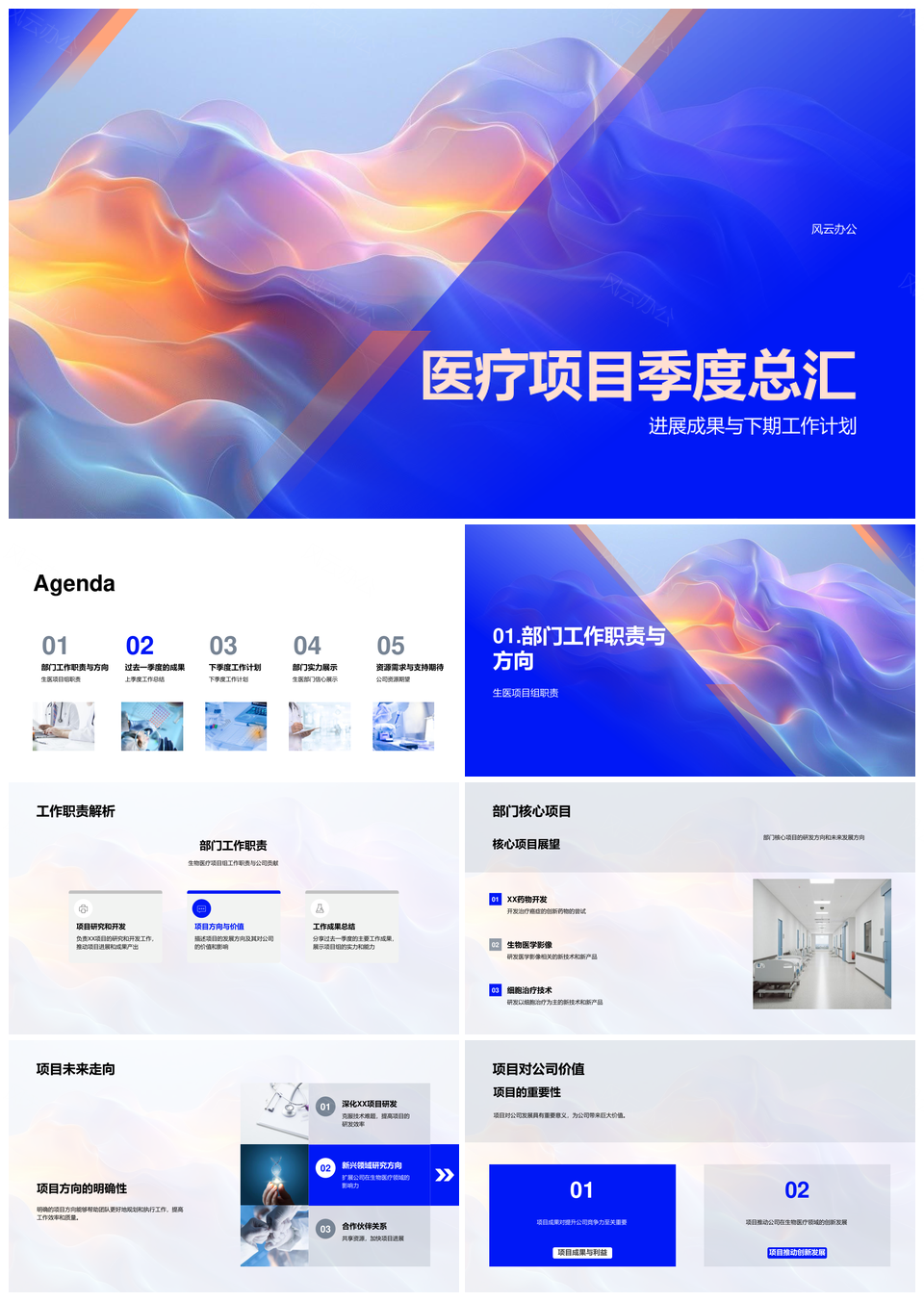 生物医疗项目组季度研发成果与计划汇总PPT模板
