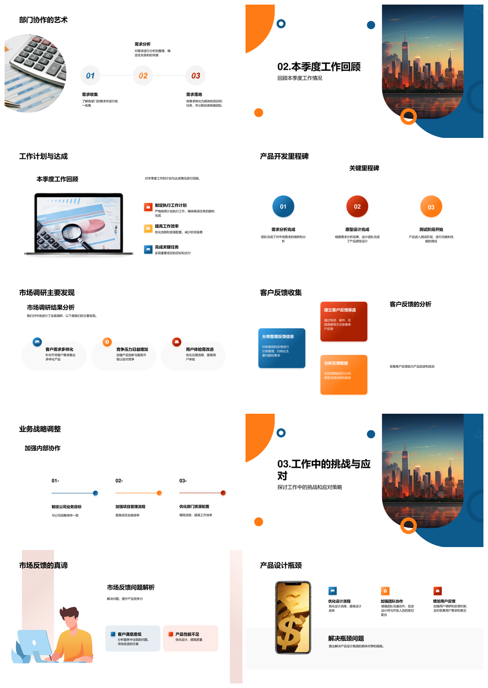 部门运营全景现状未来季度总结规划业务财务产品摩天大楼PPT模板