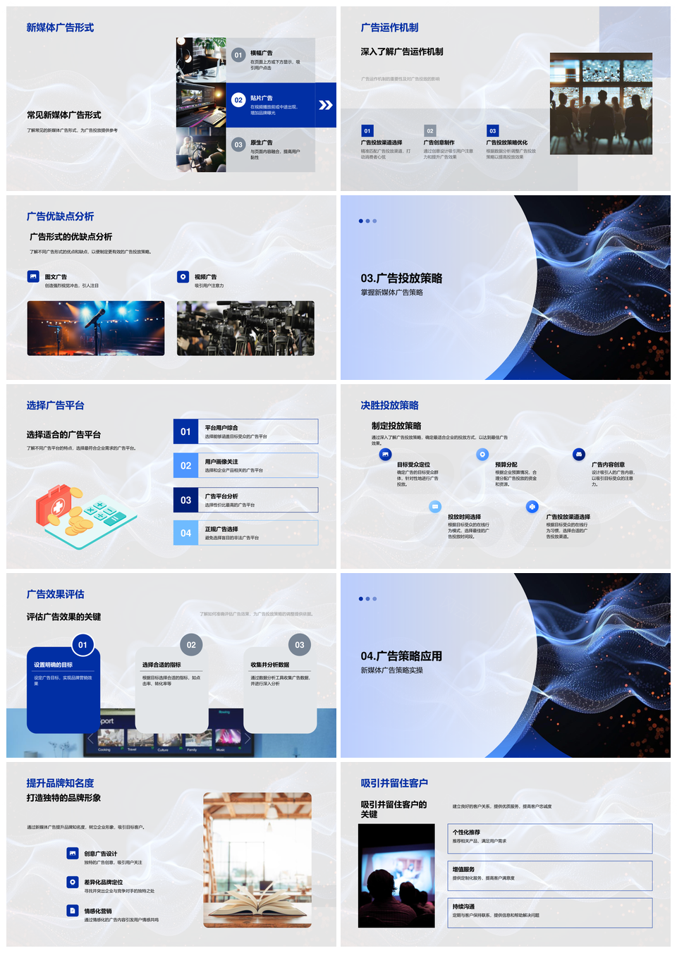 新媒体广告策略效果评估提升品牌客户留存PPT模板