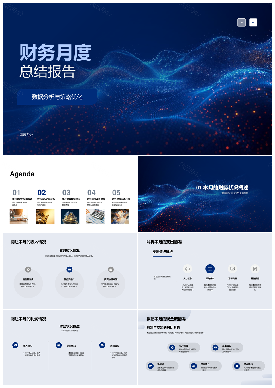 财务月度数据分析策略优化及收支利润现金流改善措施PPT模板
